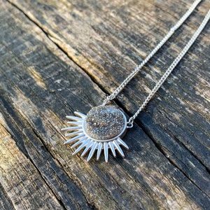 “Cosmic Connection ”- Grey Agate Druzy Necklace